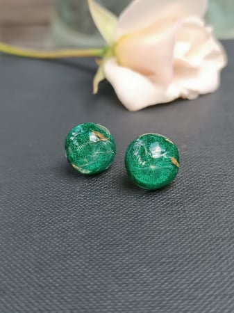 Cercei - Cercei ”Șoapte și dorințe” din puf de păpădie în rășină epoxidică