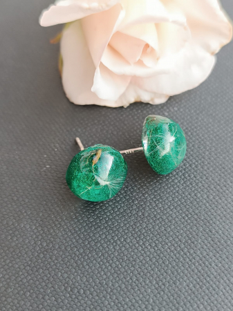 Cercei ”Șoapte și dorințe” din puf de păpădie în rășină epoxidică [1]