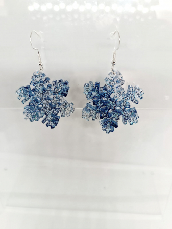 Iarnă - Cerceii cu tematică de iarnă, ”Fulgi de vis”, din rășină epoxidică