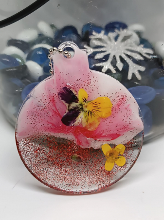 Iarnă - Globuri ”Flori de Gheață”- decorațiuni pentru brad realizate din rășină epoxidică