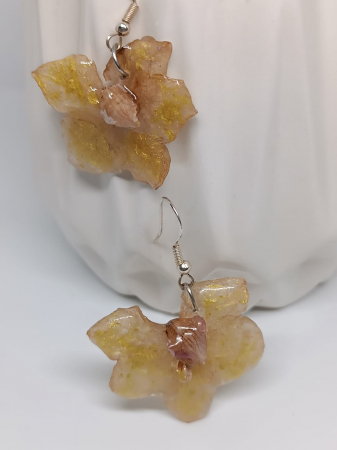 Set ”Spectrul Naturii”- cercei și pandantiv  din flori naturale de orhidee în rășină epoxidică [4]