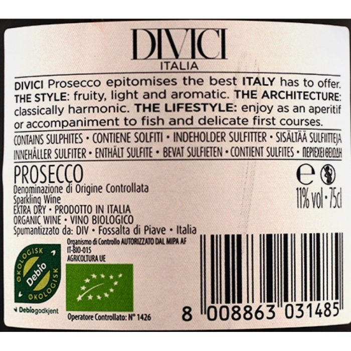 Vin spumant Divici Prosecco Organic Extra Dry 0.75L, vin italian bio, aperitiv [6]