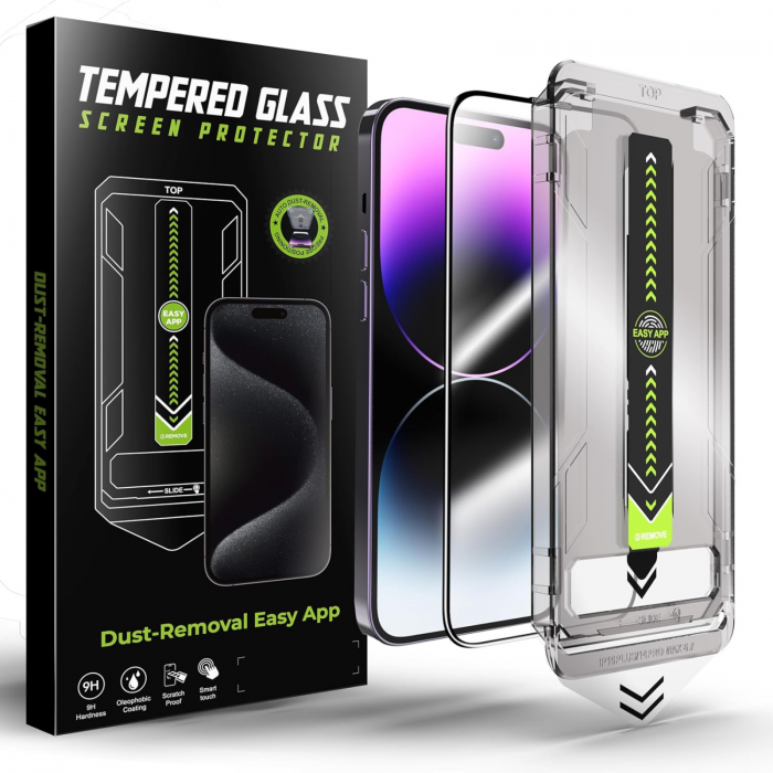 Kit Folie Sticla HD, Titan Dust Removal Easy App pentru iPhone 11 Pro/XS/X [1]