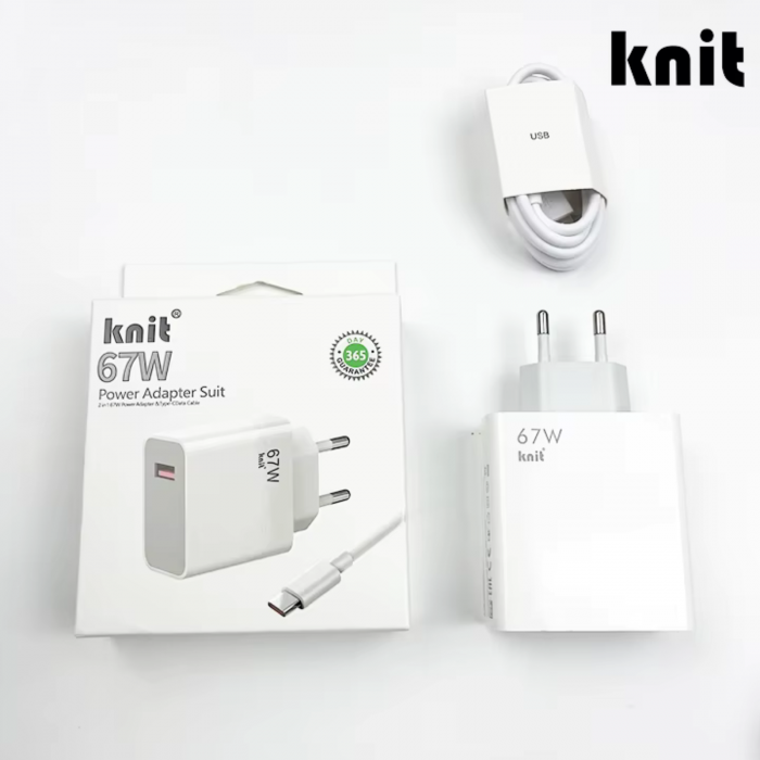 Set Incarcator Retea Super Fast Charger 67W  + Cablu USB to Type-C, 1m [4]