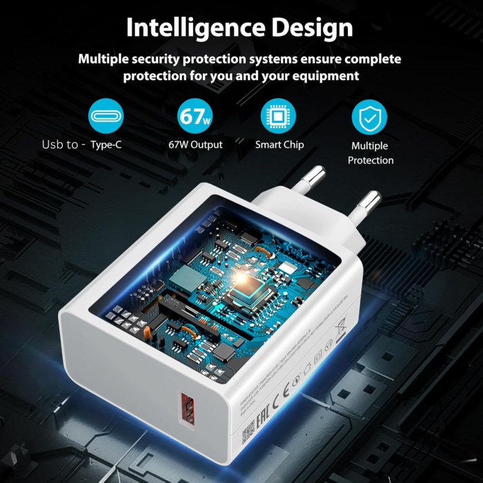 Set Incarcator Retea Super Fast Charger 67W  + Cablu USB to Type-C, 1m [6]