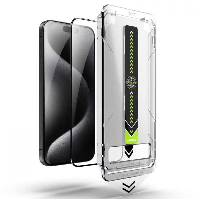 Kit Folie Sticla HD, Titan Dust Removal Easy App pentru iPhone 16 Pro Max [3]