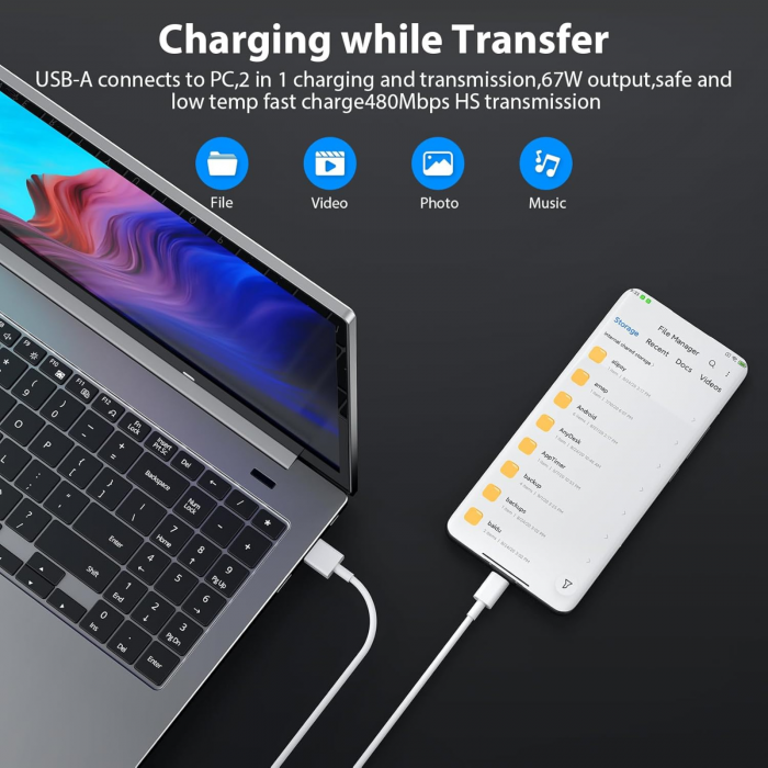 Set Incarcator Retea Super Fast Charger 67W  + Cablu USB to Type-C, 1m [5]
