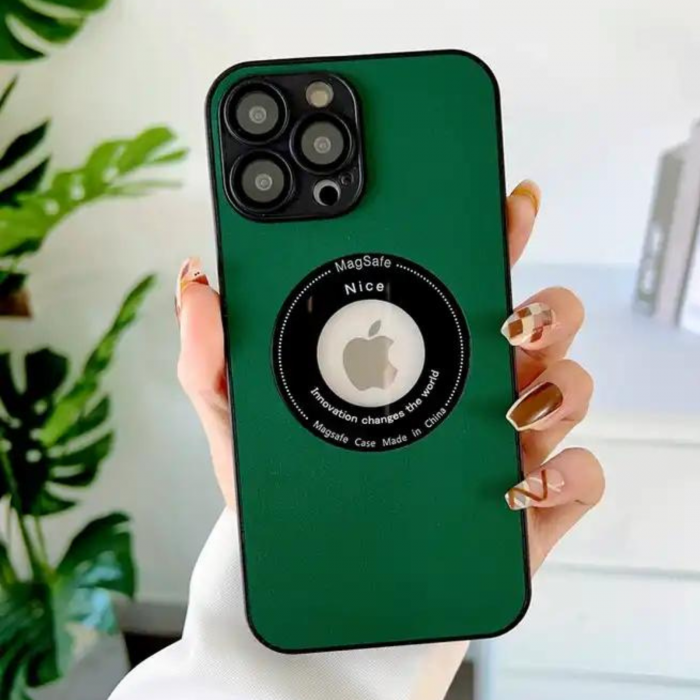 Husa Premium MagSafe Leather pentru iPhone 15, Green [1]