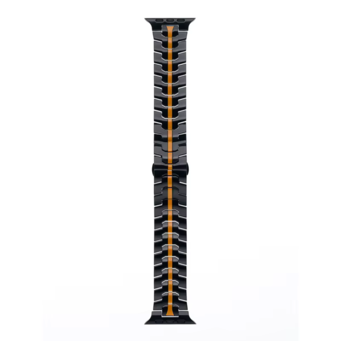 Curea Metalica pentru Apple Watch 42/44/45/46/49mm - Black Orange [2]