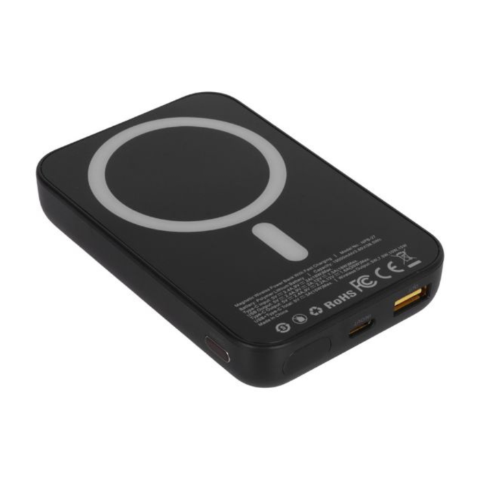 Baterie Externa 10.000 mAh NITU, Fast Charger 2 in 1 Wireless 15W + Port USB and Type C 22.5W, Digital Display, Black [1]