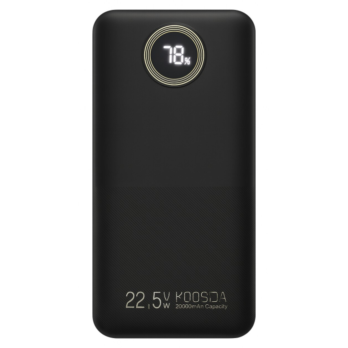 Baterie Externa 20.000 mAh KOOSDA, 1x Type C, 1x USB, 1x Micro USB Digital Display, Fast Charging 22.5W, Cable USB to Type C 20cm [4]