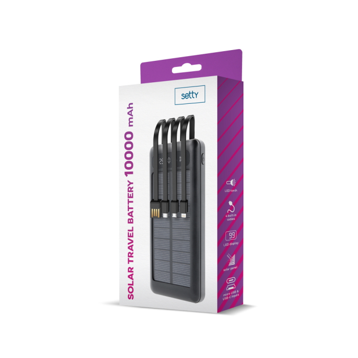 Baterie Externa cu Incarcare Solara Setty SLR 10.000 mAh black [8]