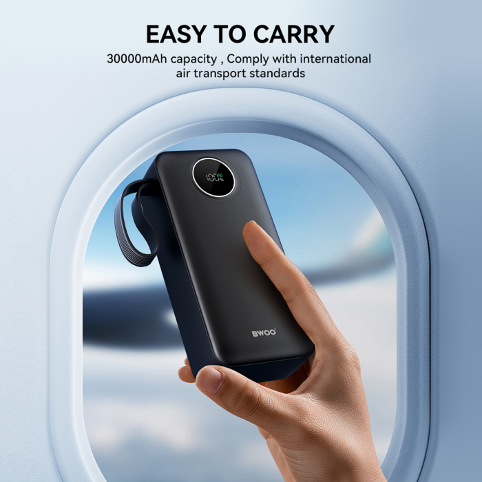 BWOO 22,5W 30000 mAh power bank with LCD screen, black [5]