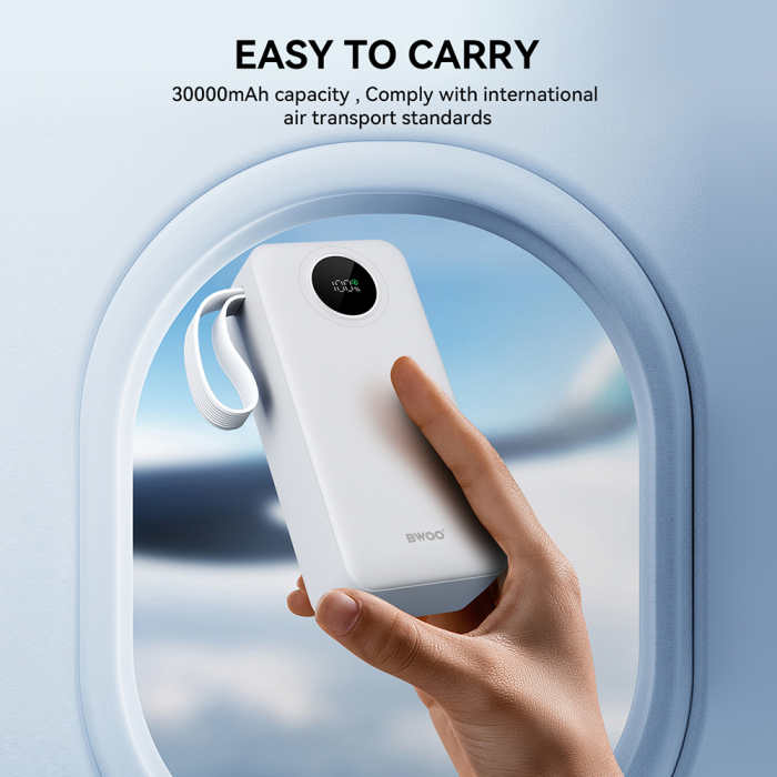 BWOO 22,5W 30000 mAh power bank with LCD screen, white [9]