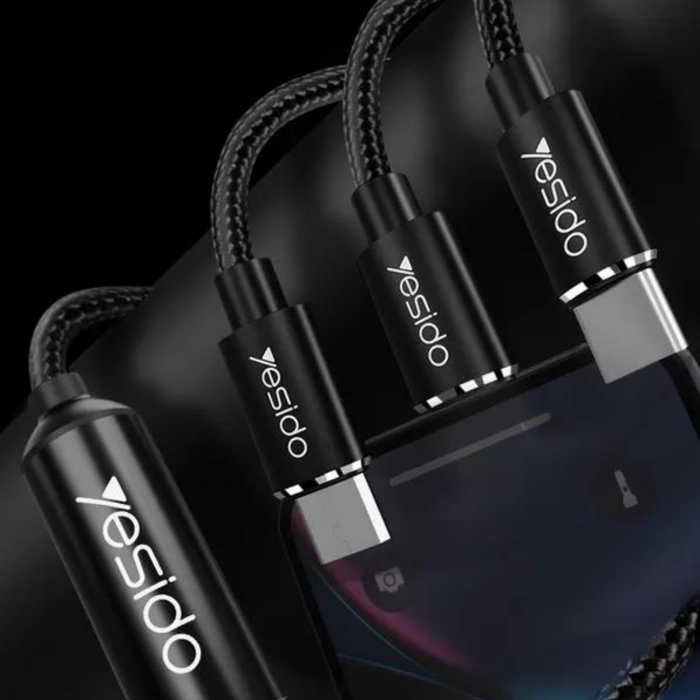 Cablu 3 in 1 Yesido CA41 - USB to Type C, Lightning, Micro USB - Alb [5]