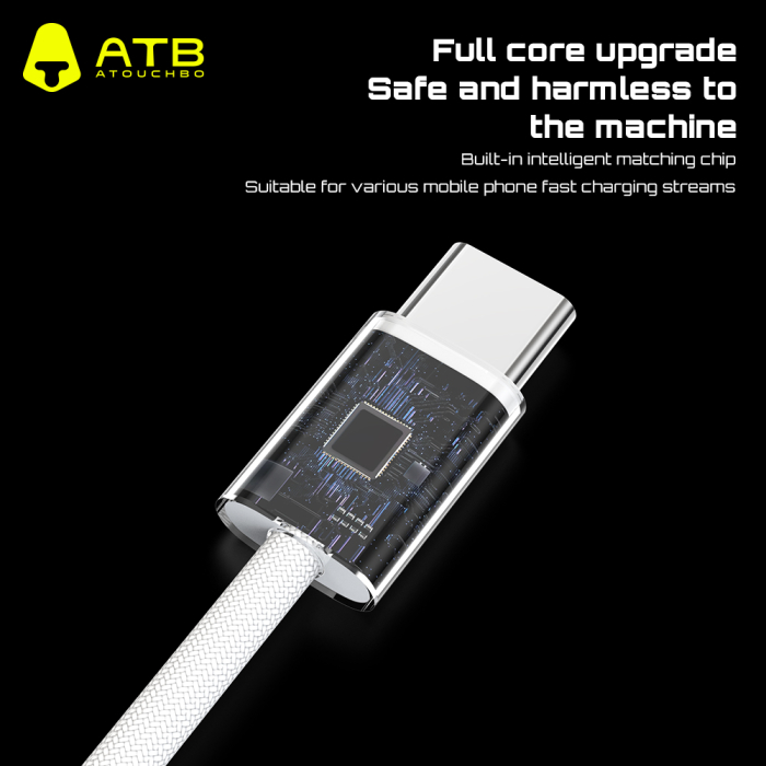 Cablu de încărcare rapidă ATB, Type-C la Type-C, 60W, 1.2m, Alb [4]