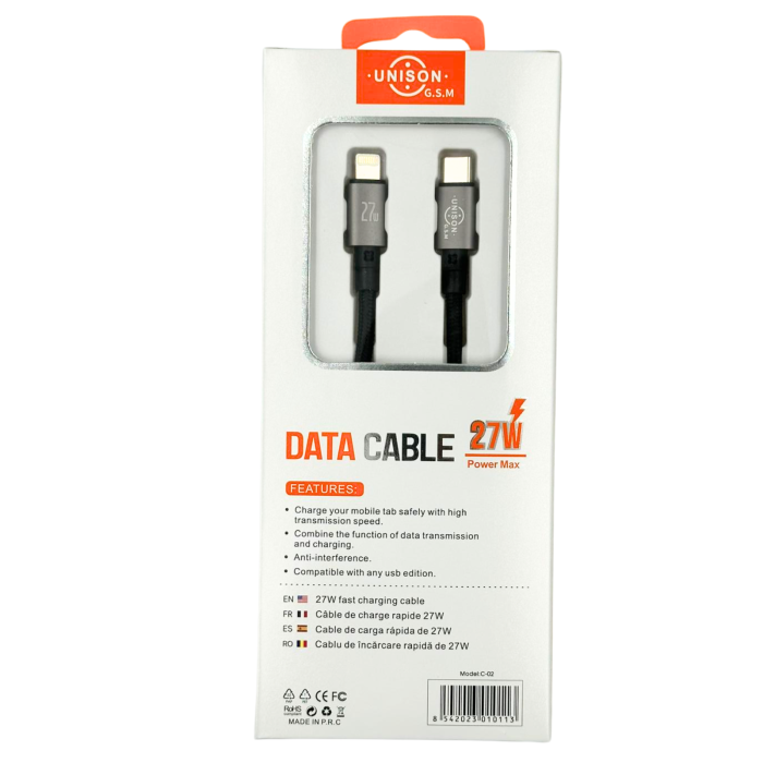 Cablu Type C to Litghtning, 27W Fast Charge, 2 m [4]