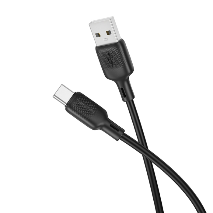 Cablu USB to Type-C, 3A, 27W, Borofone Lenny Series Silicone, 2m - Black [2]