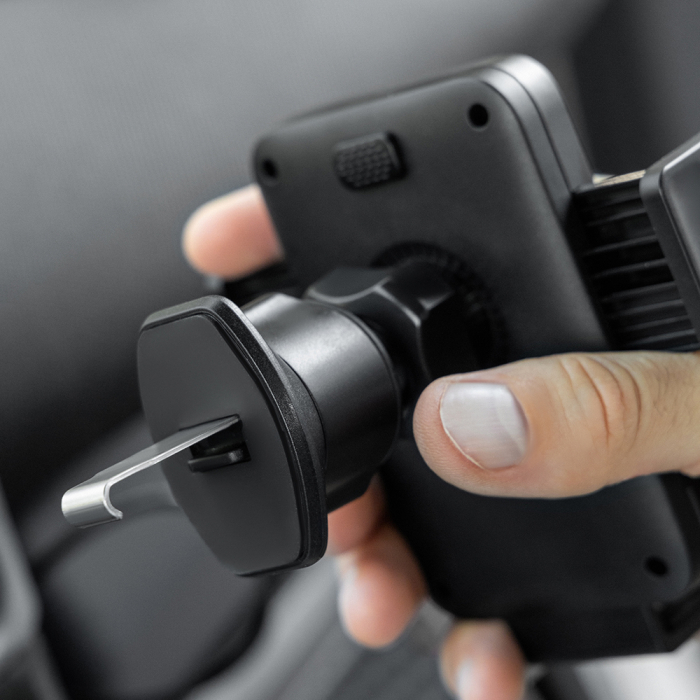 Suport Telefon Mașină 15W Wireless Charge, Sonic LED, Air Vent, Gray [3]