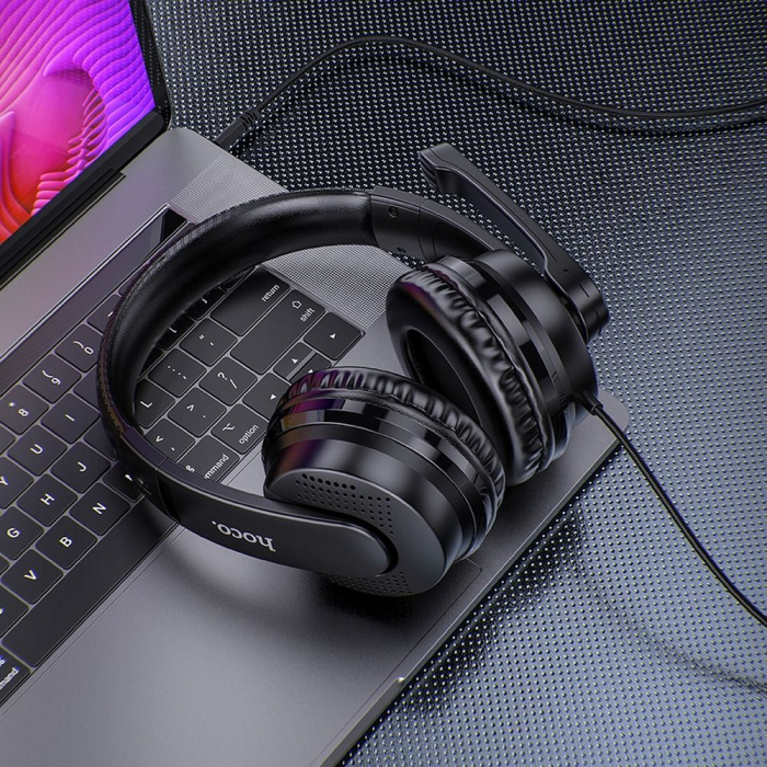 Căști cu fir Jack 3,5 mm Hoco W103 negru [3]