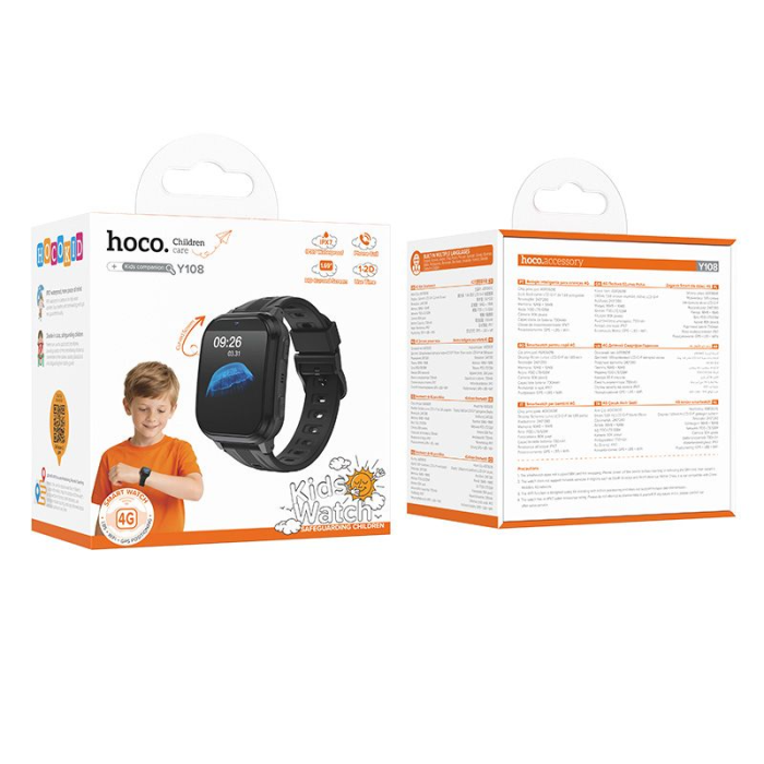 Ceas inteligent pentru copii 1,69" 4G GPS cu funcție de apel Hoco Y108 negru [4]