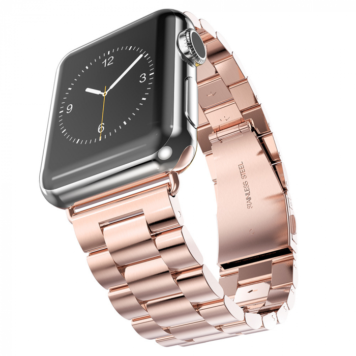 Curea din Metal Inoxidabil pentru Apple Watch 1 / 2 / 3 / 4 / 5 / 6 / 7 / 8 / SE / SE 2 / Ultra / Ultra 2 (42mm / 44 mm / 45 mm / 49  mm) - Pink [1]