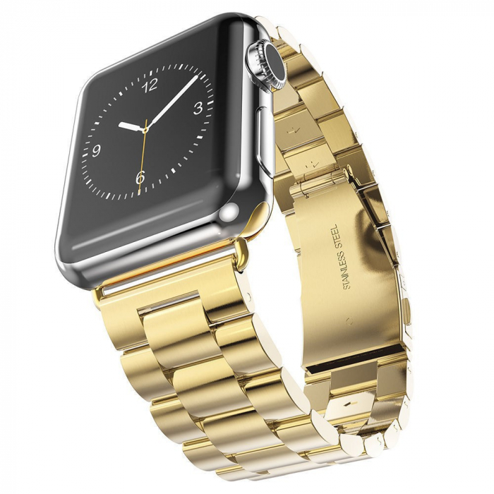 Curea din Metal Inoxidabil pentru Apple Watch 1 / 2 / 3 / 4 / 5 / 6 / 7 / 8 / SE / SE 2 / Ultra / Ultra 2 (42mm / 44 mm / 45 mm / 49  mm) - Gold [1]
