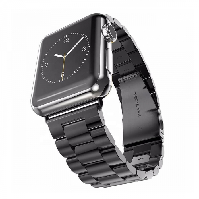 Curea din Metal Inoxidabil pentru Apple Watch 1 / 2 / 3 / 4 / 5 / 6 / 7 / 8 / SE / SE 2 (38mm / 40 mm / 41 mm ) - Black [2]
