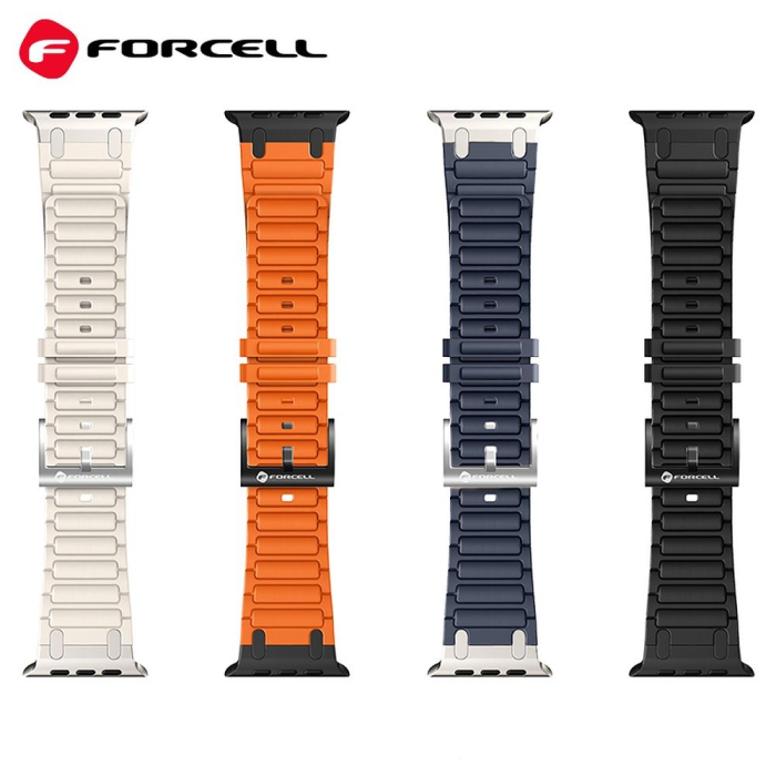 Curea pentru Apple Watch Forcell F-Design FA06 din silicon cu găuri 42 / 44 / 45 / 49 mm, albă [3]
