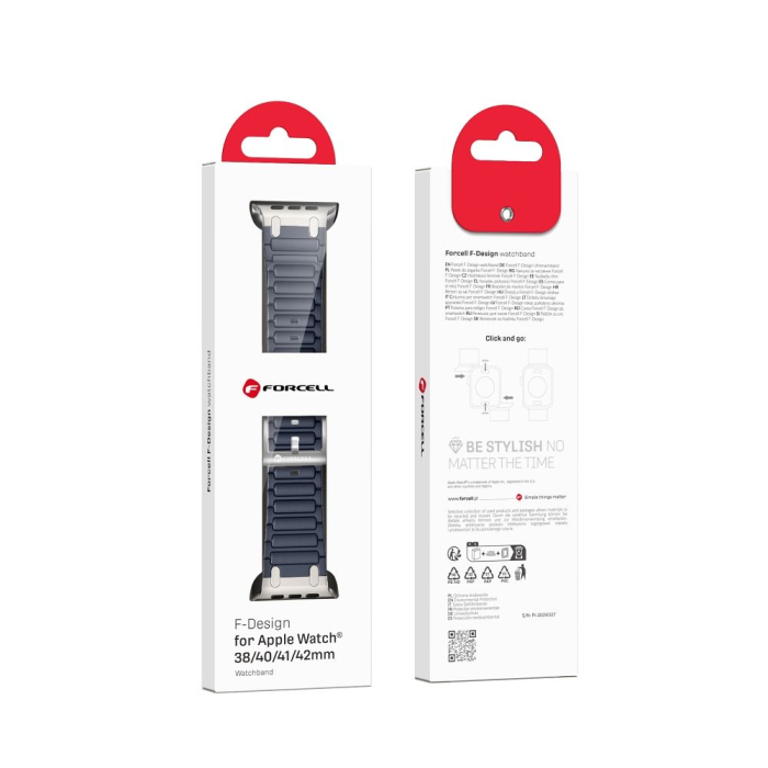 Curea pentru Apple Watch Forcell F-Design FA06 din silicon cu găuri 38 / 40 / 41 / 42 mm, Blue [5]