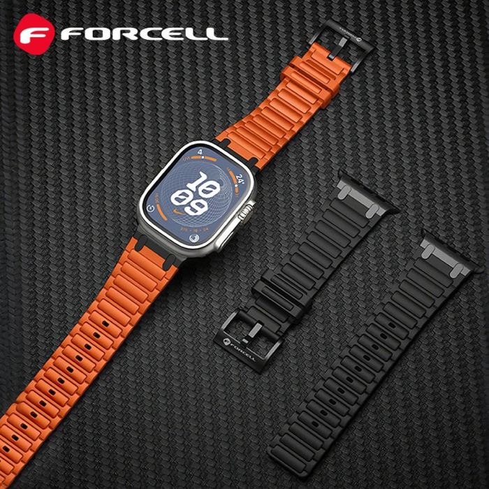 Curea pentru Apple Watch Forcell F-Design FA06 din silicon cu găuri 38 / 40 / 41 / 42 mm, Orange [3]
