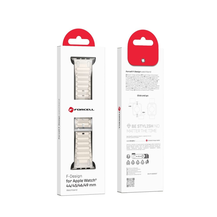 Curea pentru Apple Watch Forcell F-Design FA06 din silicon cu găuri 42 / 44 / 45 / 49 mm, albă [5]