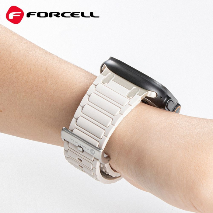 Curea pentru Apple Watch Forcell F-Design FA06 din silicon cu găuri 42 / 44 / 45 / 49 mm, albă [2]