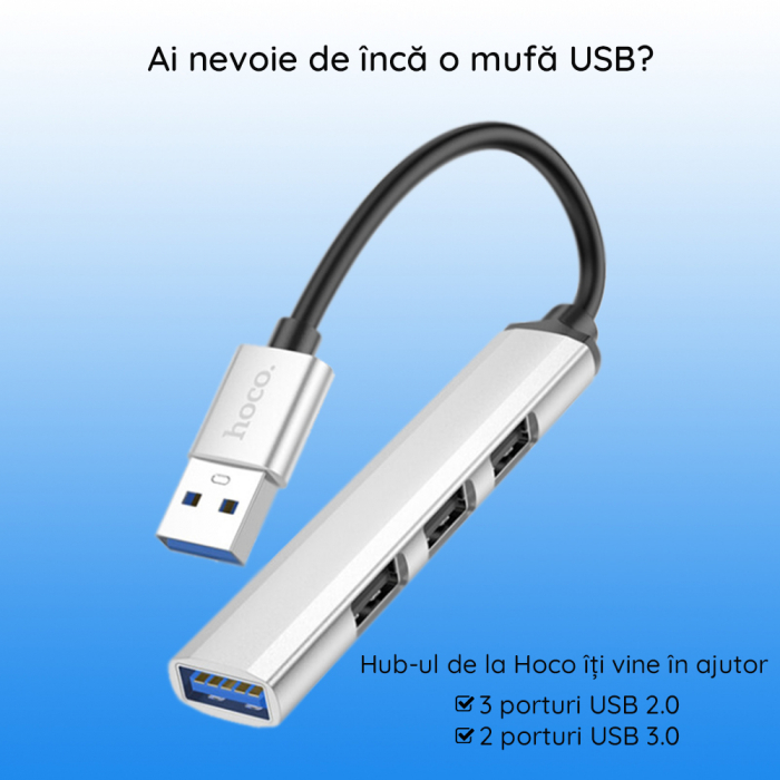 Data Hub (HB26) - USB-A to USB-A 3.0, 3xUSB-A 2.0 - Grey [6]