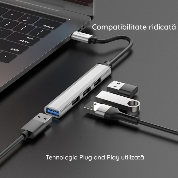 Data Hub (HB26) - USB-A to USB-A 3.0, 3xUSB-A 2.0 - Grey [4]
