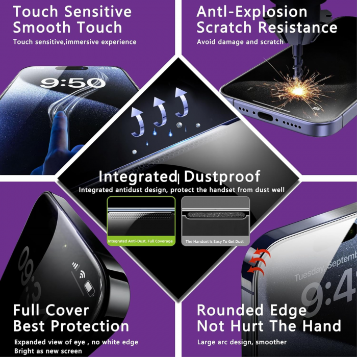 Folie ATB Privacy Mata, Anti-Amprente, KingKong Diamond Armor pentru iPhone 12 Pro Max [11]