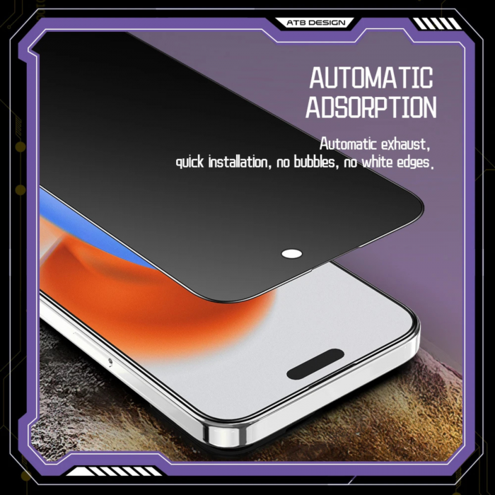 Folie ATB Privacy Mata, Anti-Amprente, KingKong Diamond Armor pentru iPhone 15/ 16 [7]