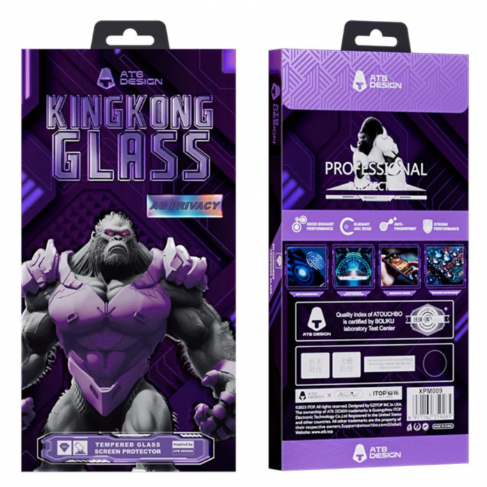 Folie ATB Privacy Mata, Anti-Amprente, KingKong Diamond Armor pentru iPhone 15/ 16 [13]