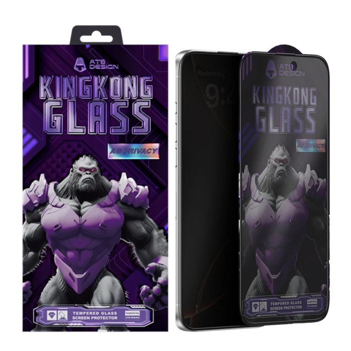 Pachet X3 Folii ATB Privacy Mate, Anti-Amprente, KingKong Diamond Armor pentru iPhone 17 Pro [2]