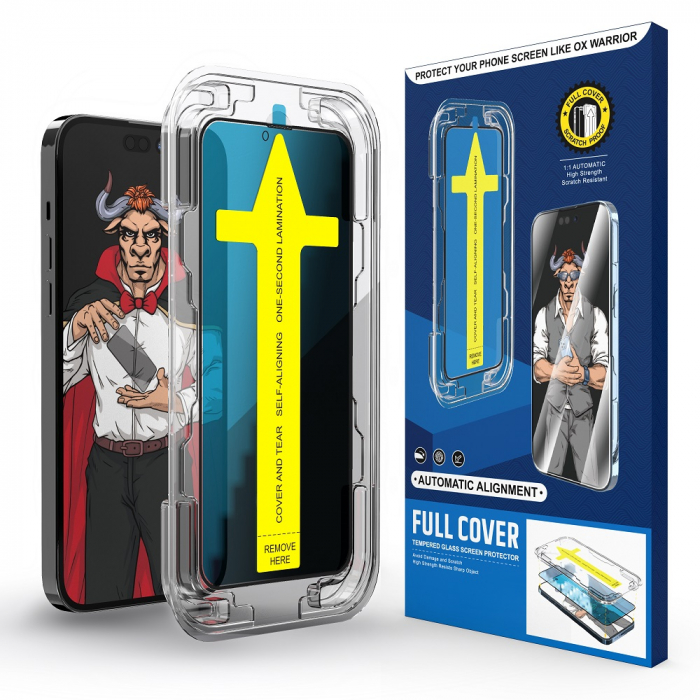 Folie de Sticla Privacy si Kit de Aplicare pentru iPhone 13 Pro Max/ 14 Plus [2]