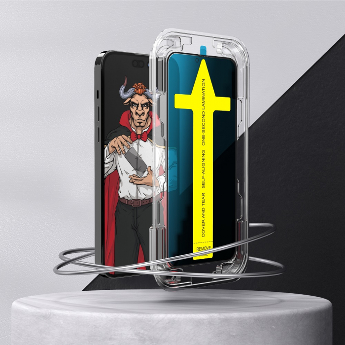 Folie de Sticla Privacy si Kit de Aplicare pentru iPhone 13 Pro Max/ 14 Plus [3]