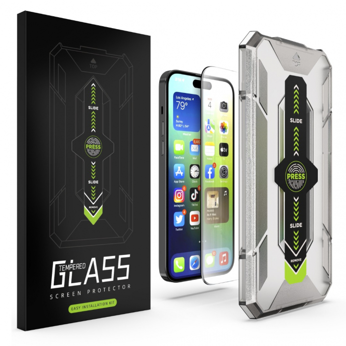 Folie de Sticla Transparenta si Kit de Aplicare pentru iPhone 13 Pro Max/ 14 Plus [11]
