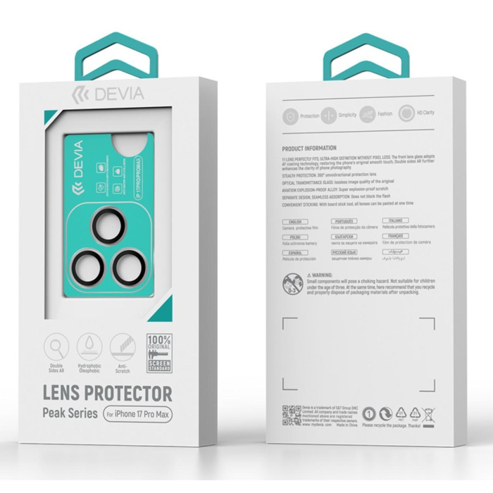 Folie Sticla Camera Peak Series iPhone 17 Pro/ 17 Pro Max, Transparent [5]