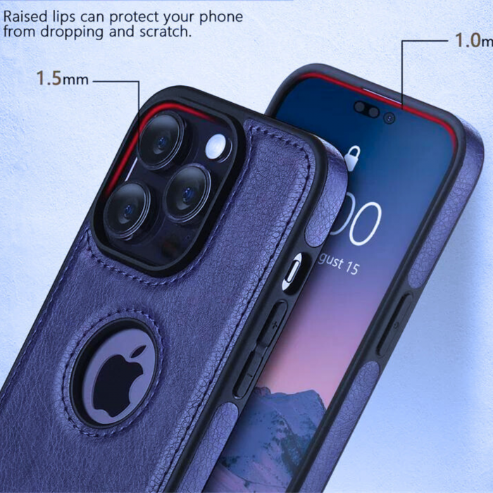 Husa Business din Piele pentru iPhone 16, Blue [4]