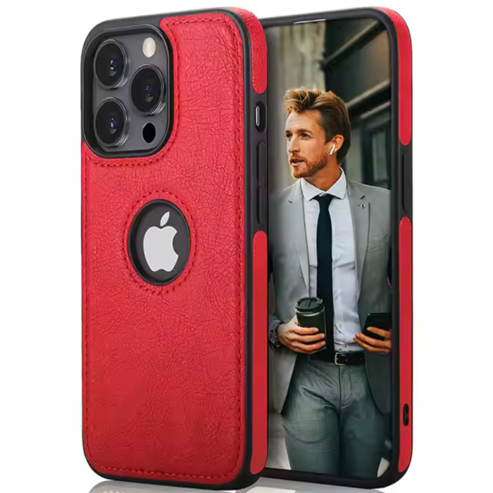 Husa Business din Piele pentru iPhone 14 Pro, Red [1]