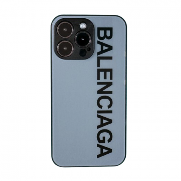 Husa Design Balenciaga din Sticla si Silicon pentru iPhone 14 Plus, Blue-Gray [1]