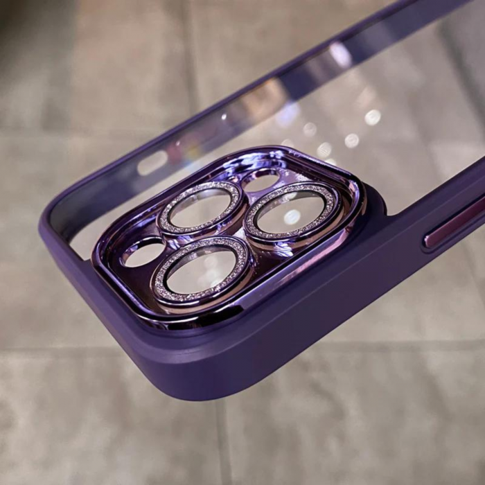 Husa Diamond, Protectie Lentile Camera pentru iPhone 14, Deep Purple [2]