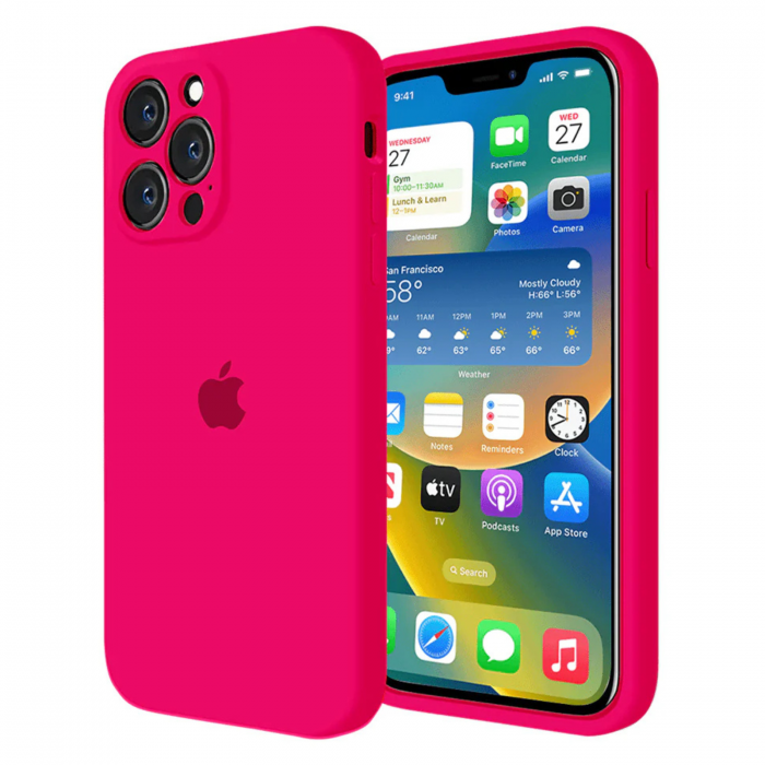 Husa pentru iPhone 16 Pro Max, Silicon cu Protectie Camera, Pink-Neon [1]