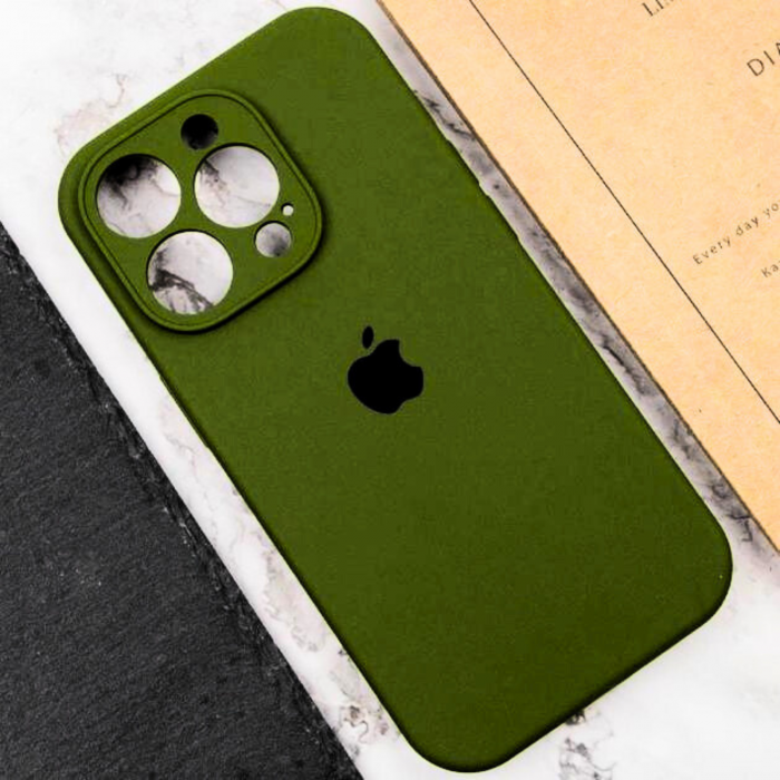 Husa din Silicon cu Protectie Camera pentru iPhone 14, Camo Green [3]