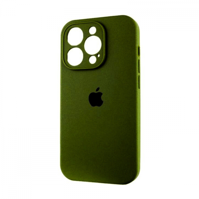 Husa din Silicon cu Protectie Camera pentru iPhone 13, Camo Green [2]